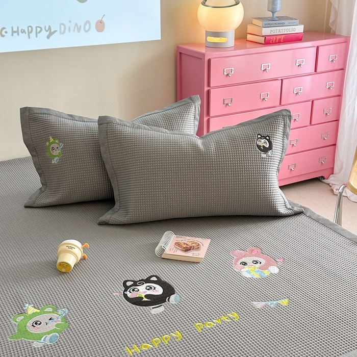 91家纺网 家纺一手货源 找家纺 柚子YOUTH 2025新款中分子华夫格凉感凉席 蛋仔派对