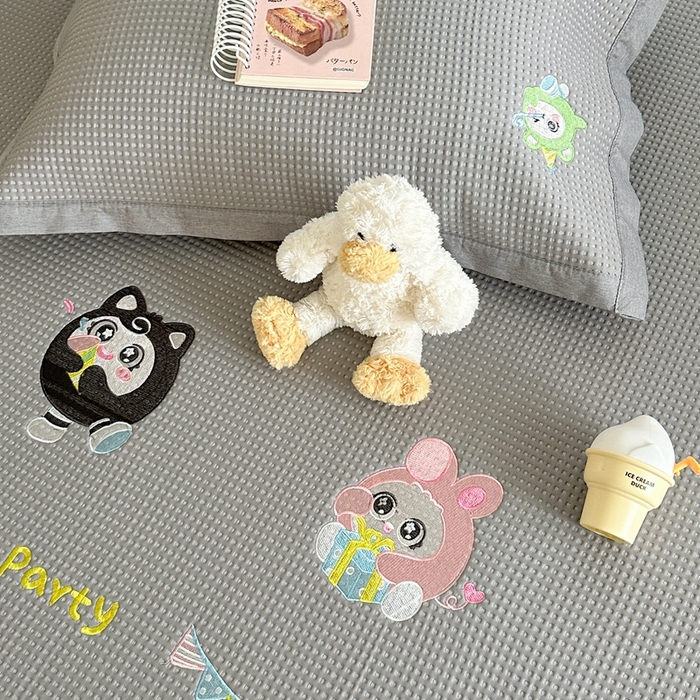 91家纺网 家纺一手货源 找家纺 柚子YOUTH 2025新款中分子华夫格凉感凉席 蛋仔派对