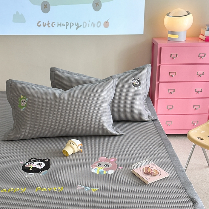 91家纺网 家纺一手货源 找家纺 柚子YOUTH 2025新款中分子华夫格凉感凉席 蛋仔派对