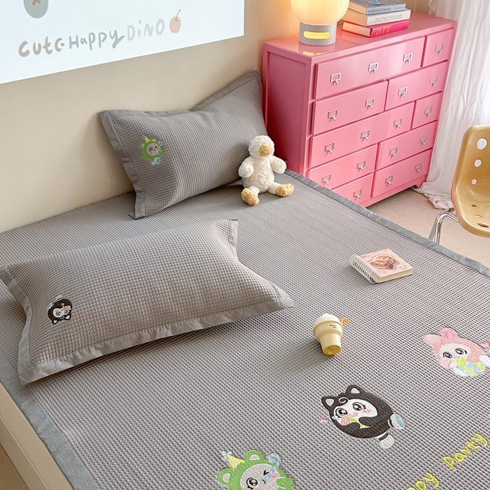 91家纺网 家纺一手货源 找家纺 柚子YOUTH 2025新款中分子华夫格凉感凉席 蛋仔派对