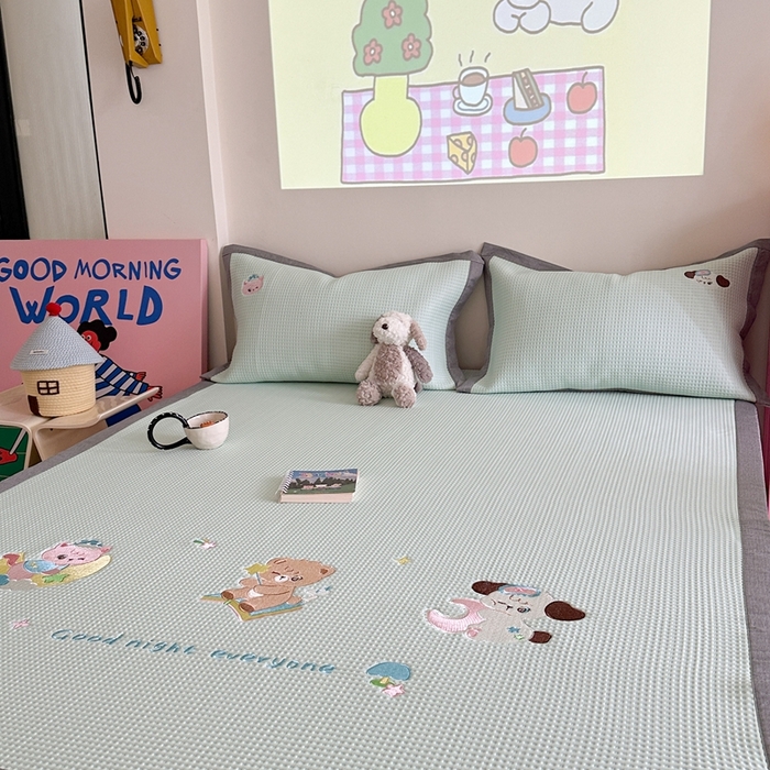 91家纺网 家纺一手货源 找家纺 柚子YOUTH 2025新款中分子华夫格凉感凉席 米克