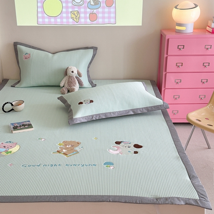 91家纺网 家纺一手货源 找家纺 柚子YOUTH 2025新款中分子华夫格凉感凉席 米克