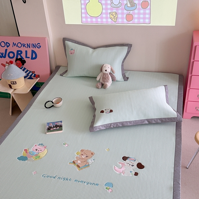 91家纺网 家纺一手货源 找家纺 柚子YOUTH 2025新款中分子华夫格凉感凉席 米克