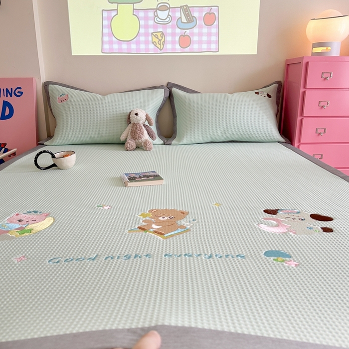 91家纺网 家纺一手货源 找家纺 柚子YOUTH 2025新款中分子华夫格凉感凉席 米克