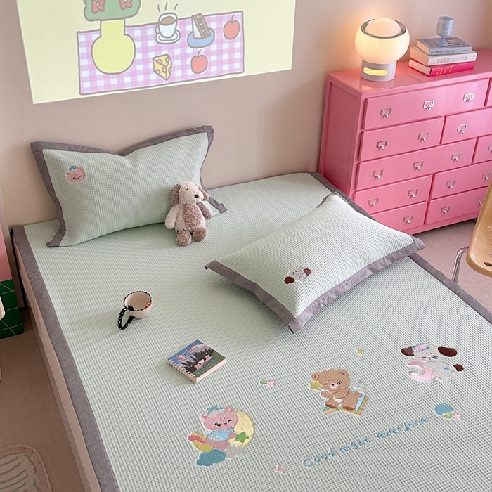 91家纺网 家纺一手货源 找家纺 柚子YOUTH 2025新款中分子华夫格凉感凉席 米克