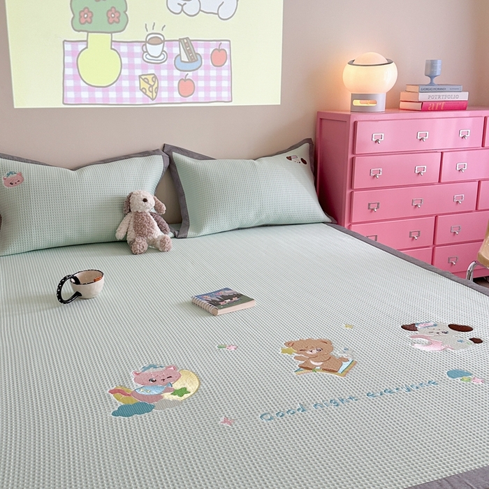 91家纺网 家纺一手货源 找家纺 柚子YOUTH 2025新款中分子华夫格凉感凉席 米克