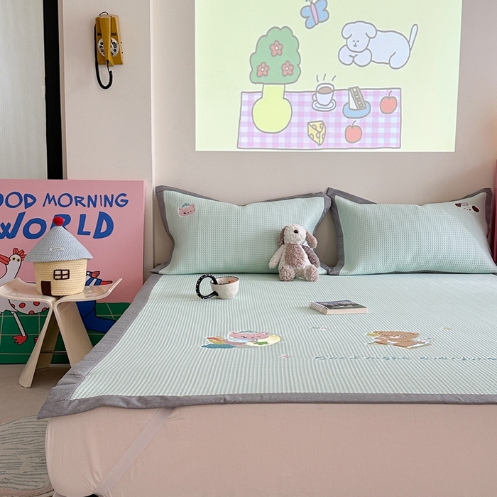 91家纺网 家纺一手货源 找家纺 柚子YOUTH 2025新款中分子华夫格凉感凉席 米克