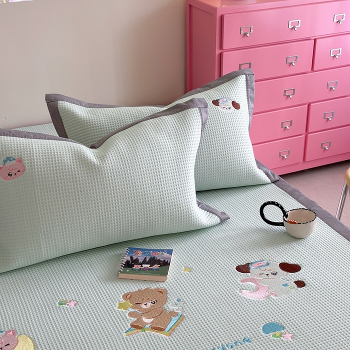 91家纺网 家纺一手货源 找家纺 柚子YOUTH 2025新款中分子华夫格凉感凉席 米克