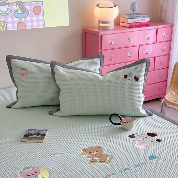 91家纺网 家纺一手货源 找家纺 柚子YOUTH 2025新款中分子华夫格凉感凉席 米克