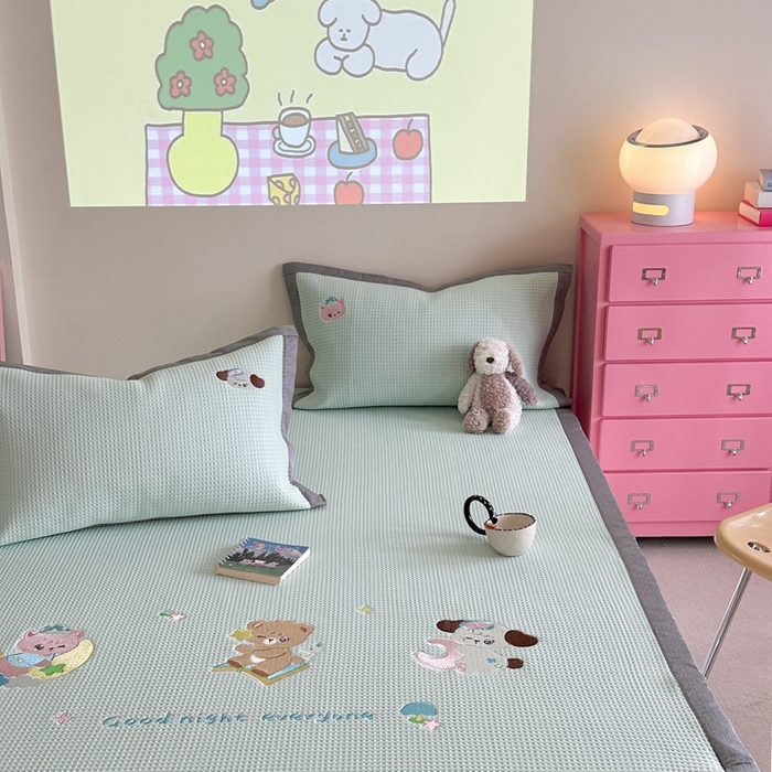 91家纺网 家纺一手货源 找家纺 柚子YOUTH 2025新款中分子华夫格凉感凉席 米克