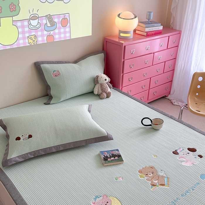 91家纺网 家纺一手货源 找家纺 柚子YOUTH 2025新款中分子华夫格凉感凉席 米克