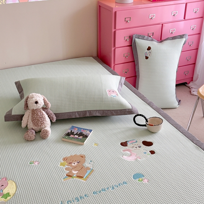 91家纺网 家纺一手货源 找家纺 柚子YOUTH 2025新款中分子华夫格凉感凉席 米克