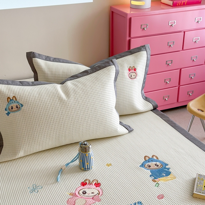 91家纺网 家纺一手货源 找家纺 柚子YOUTH 2025新款中分子华夫格凉感凉席 小布