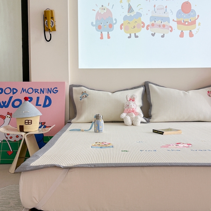 91家纺网 家纺一手货源 找家纺 柚子YOUTH 2025新款中分子华夫格凉感凉席 小布