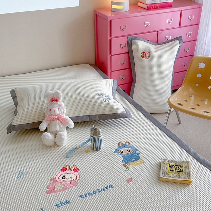 91家纺网 家纺一手货源 找家纺 柚子YOUTH 2025新款中分子华夫格凉感凉席 小布