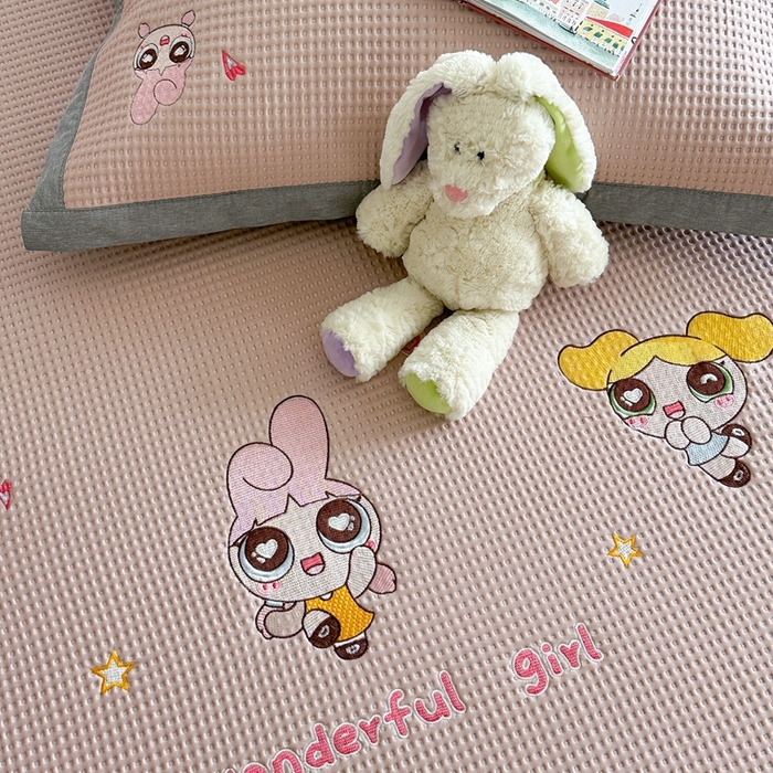 91家纺网 家纺一手货源 找家纺 柚子YOUTH 2025新款中分子华夫格凉感凉席 小女警