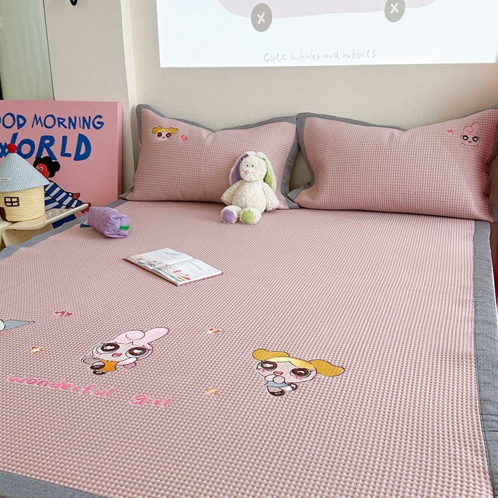 91家纺网 家纺一手货源 找家纺 柚子YOUTH 2025新款中分子华夫格凉感凉席 小女警