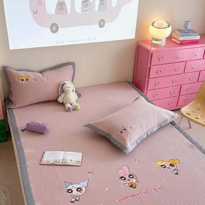 91家纺网 家纺一手货源 找家纺 柚子YOUTH 2025新款中分子华夫格凉感凉席 小女警