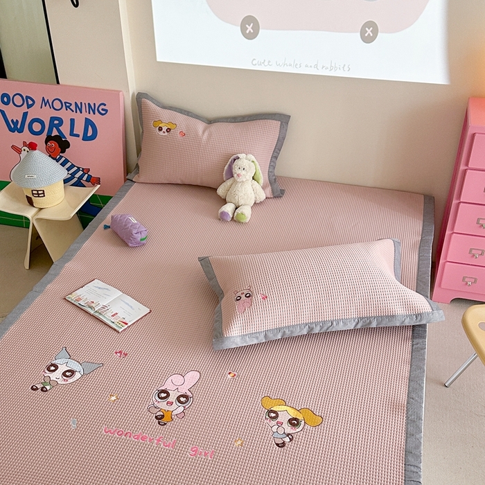 91家纺网 家纺一手货源 找家纺 柚子YOUTH 2025新款中分子华夫格凉感凉席 小女警