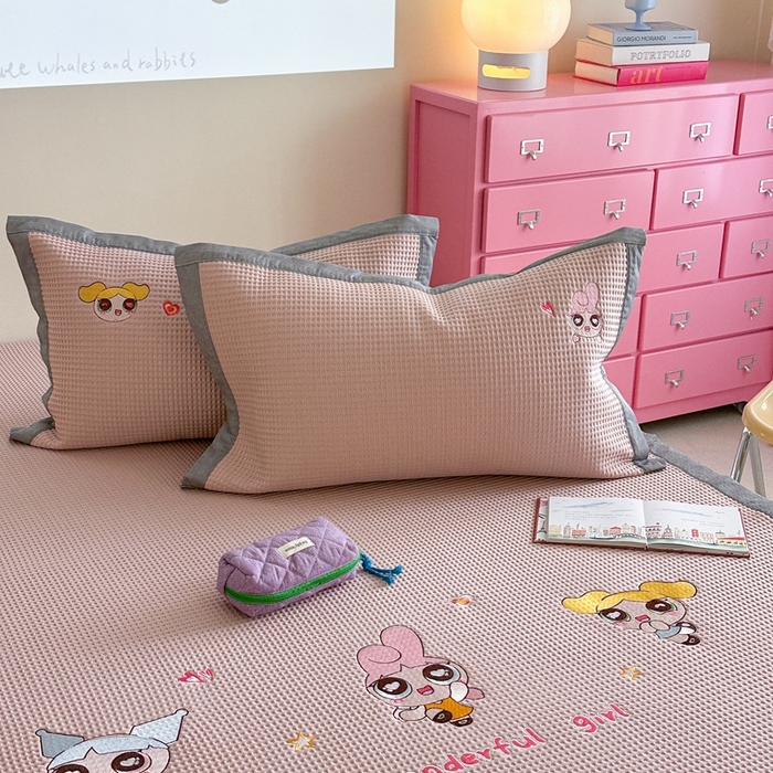 91家纺网 家纺一手货源 找家纺 柚子YOUTH 2025新款中分子华夫格凉感凉席 小女警