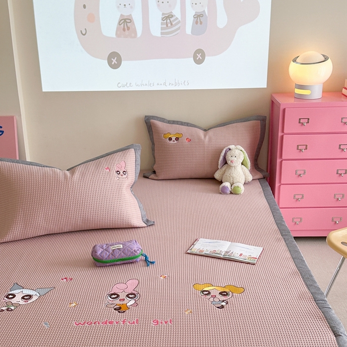 91家纺网 家纺一手货源 找家纺 柚子YOUTH 2025新款中分子华夫格凉感凉席 小女警