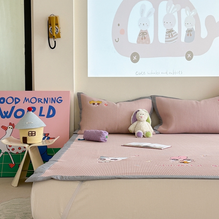 91家纺网 家纺一手货源 找家纺 柚子YOUTH 2025新款中分子华夫格凉感凉席 小女警