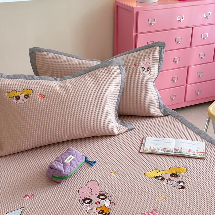 91家纺网 家纺一手货源 找家纺 柚子YOUTH 2025新款中分子华夫格凉感凉席 小女警