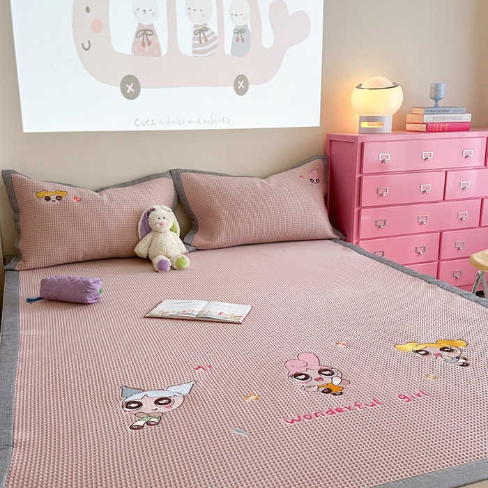 91家纺网 家纺一手货源 找家纺 柚子YOUTH 2025新款中分子华夫格凉感凉席 小女警