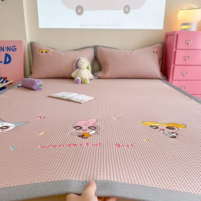 91家纺网 家纺一手货源 找家纺 柚子YOUTH 2025新款中分子华夫格凉感凉席 小女警