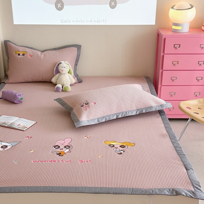 91家纺网 家纺一手货源 找家纺 柚子YOUTH 2025新款中分子华夫格凉感凉席 小女警