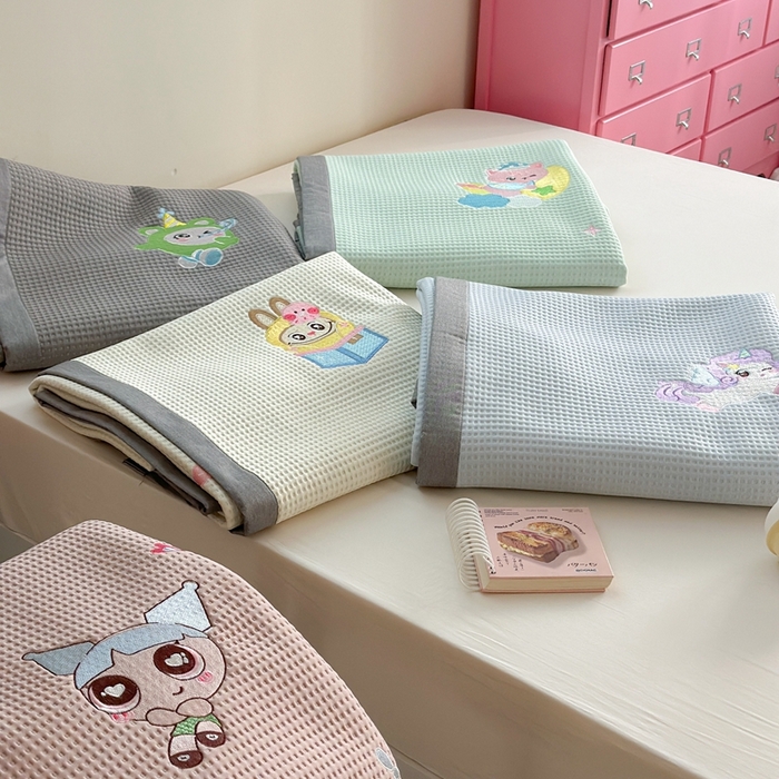 91家纺网 家纺一手货源 找家纺 柚子YOUTH 2025新款中分子华夫格凉感凉席 组合图仅供参考