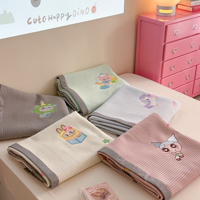 91家纺网 家纺一手货源 找家纺 柚子YOUTH 2025新款中分子华夫格凉感凉席 组合图仅供参考