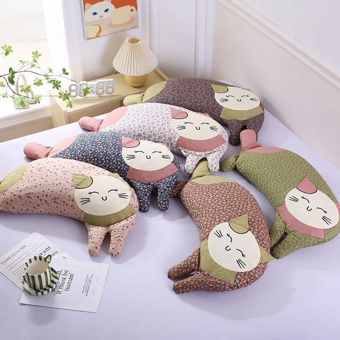 91家纺网 家纺一手货源 找家纺 （总）蔻眠 2025新款可爱猫-全棉卡通荞麦护颈枕芯儿童学生成人枕头