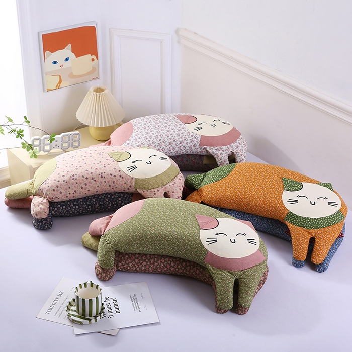 91家纺网 家纺一手货源 找家纺 （总）蔻眠 2025新款可爱猫-全棉卡通荞麦护颈枕芯儿童学生成人枕头
