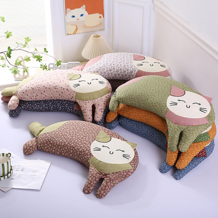 91家纺网 家纺一手货源 找家纺 蔻眠 2025新款可爱猫-全棉卡通荞麦护颈枕芯儿童学生成人枕头 组合图仅供参考