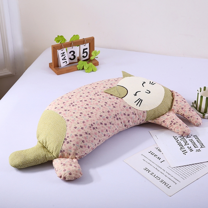 91家纺网 家纺一手货源 找家纺 蔻眠 2025新款可爱猫-全棉卡通荞麦护颈枕芯儿童学生成人枕头 可爱猫-粉色