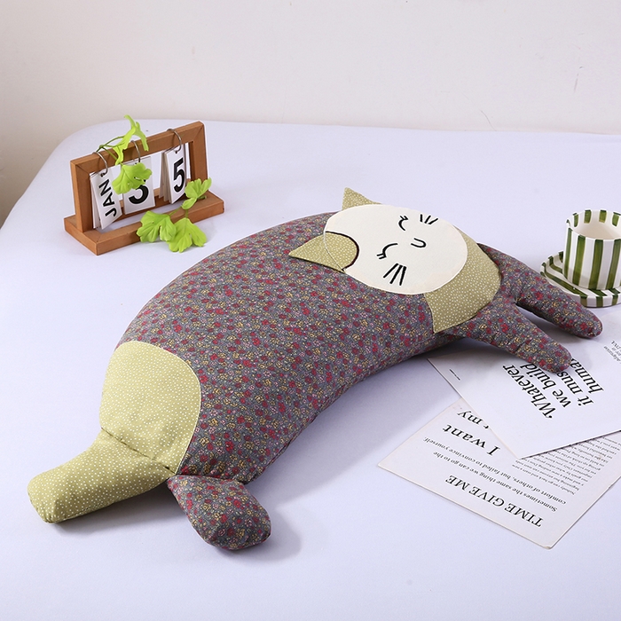 91家纺网 家纺一手货源 找家纺 蔻眠 2025新款可爱猫-全棉卡通荞麦护颈枕芯儿童学生成人枕头 可爱猫-咖色