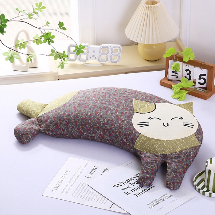 91家纺网 家纺一手货源 找家纺 蔻眠 2025新款可爱猫-全棉卡通荞麦护颈枕芯儿童学生成人枕头 可爱猫-咖色