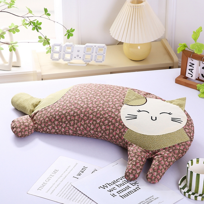 91家纺网 家纺一手货源 找家纺 蔻眠 2025新款可爱猫-全棉卡通荞麦护颈枕芯儿童学生成人枕头 可爱猫-棕色