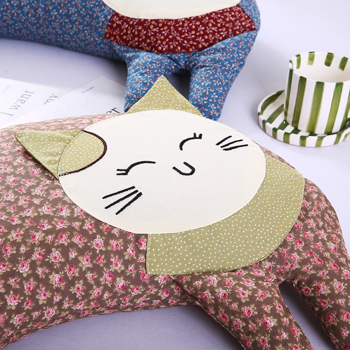 91家纺网 家纺一手货源 找家纺 蔻眠 2025新款可爱猫-全棉卡通荞麦护颈枕芯儿童学生成人枕头 可爱猫-棕色