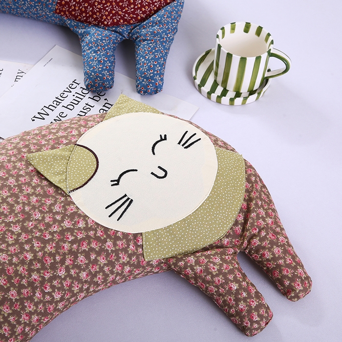 91家纺网 家纺一手货源 找家纺 蔻眠 2025新款可爱猫-全棉卡通荞麦护颈枕芯儿童学生成人枕头 可爱猫-棕色