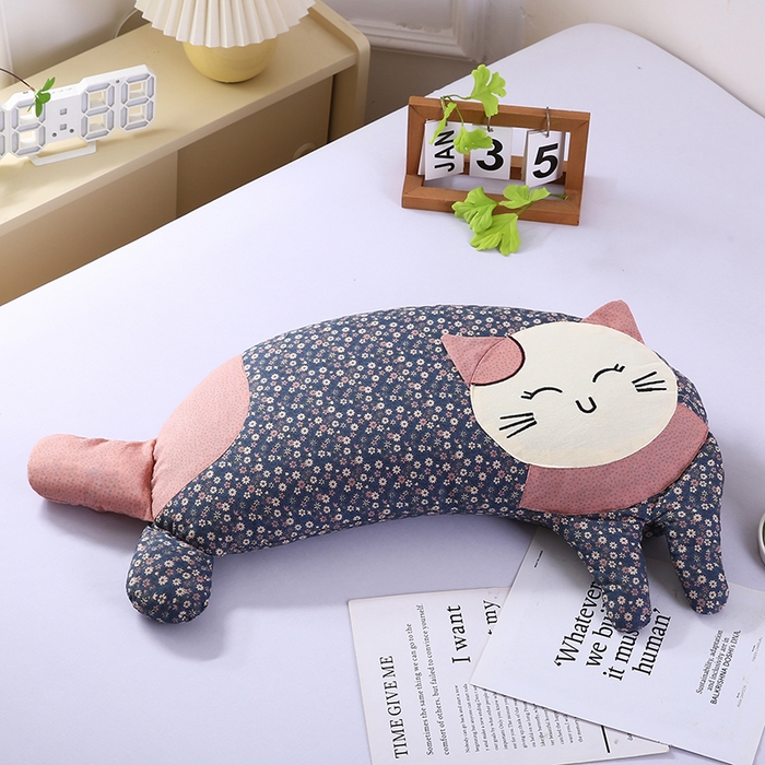 蔻眠 2025新款可爱猫-全棉卡通荞麦护颈枕芯儿童学生成人枕头 可爱猫-深蓝
