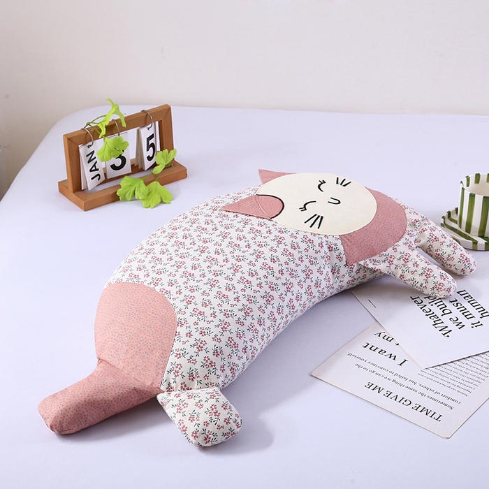 91家纺网 家纺一手货源 找家纺 蔻眠 2025新款可爱猫-全棉卡通荞麦护颈枕芯儿童学生成人枕头 可爱猫-粉花