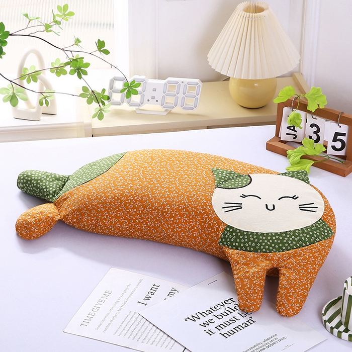 91家纺网 家纺一手货源 找家纺 蔻眠 2025新款可爱猫-全棉卡通荞麦护颈枕芯儿童学生成人枕头 可爱猫-橘色