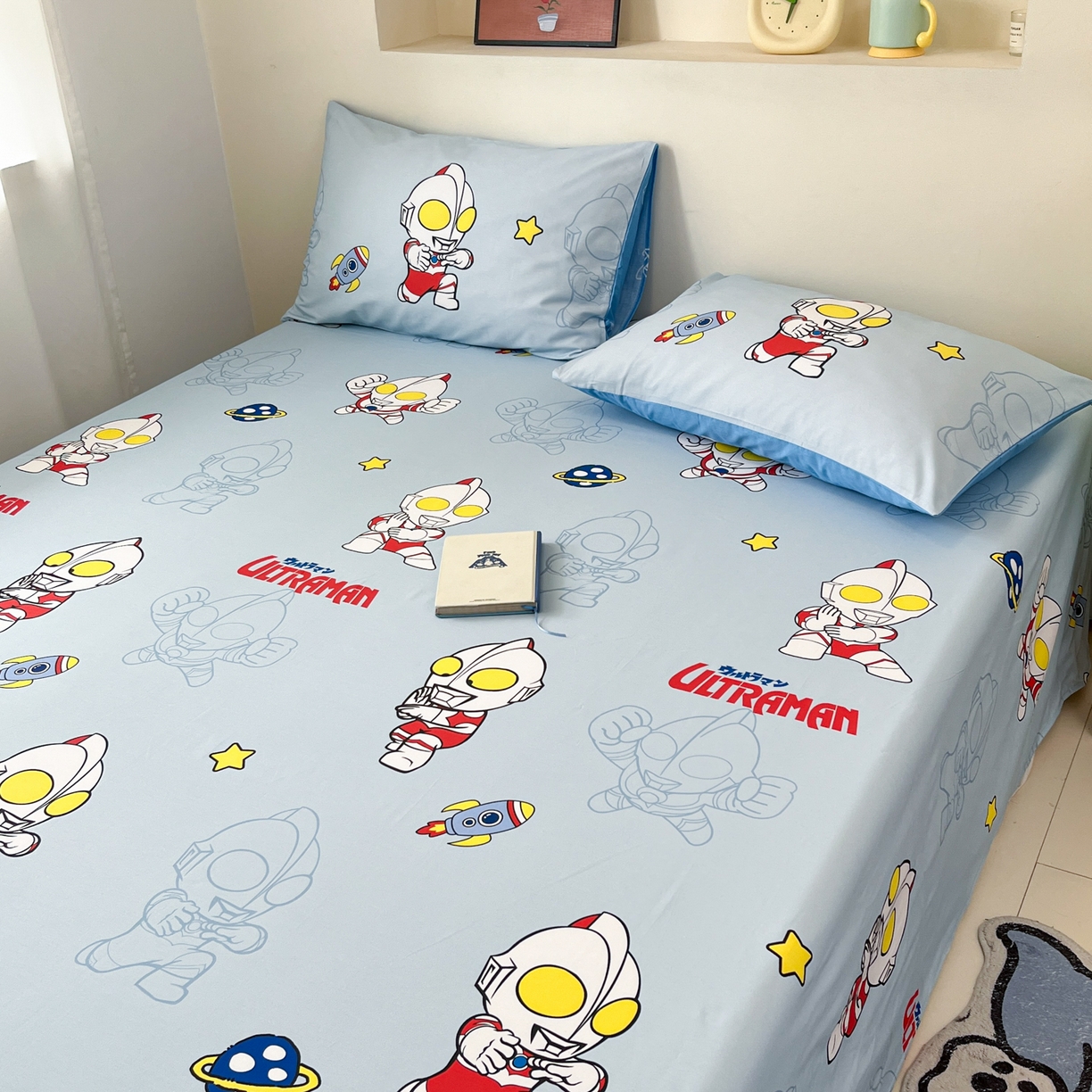 91家纺网 家纺一手货源 找家纺 孩子王家纺 2025春夏新款卡通全棉纯棉正版授权小版奥特曼-三丽鸥A版床单单床单(含防伪码） 光之超人