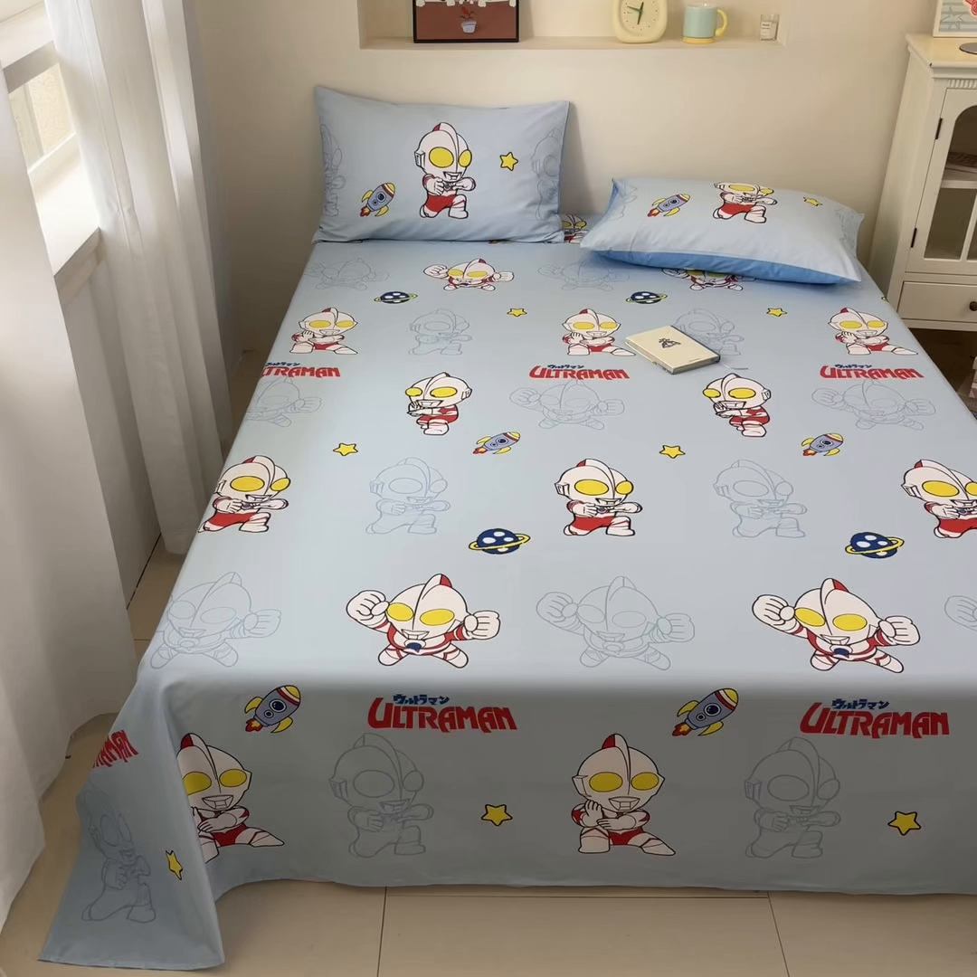 91家纺网 家纺一手货源 找家纺 孩子王家纺 2025春夏新款卡通全棉纯棉正版授权小版奥特曼-三丽鸥A版床单单床单(含防伪码） 光之超人