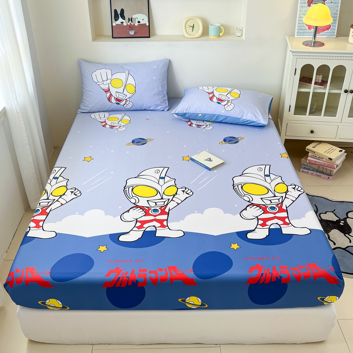 91家纺网 家纺一手货源 找家纺 孩子王家纺 2025春夏新款卡通全棉纯棉正版授权小版奥特曼-三丽鸥A版床笠单床笠(含防伪码） 法王艾斯