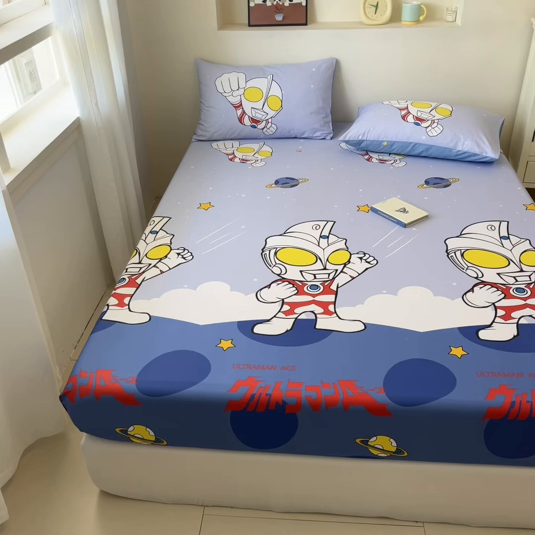 91家纺网 家纺一手货源 找家纺 孩子王家纺 2025春夏新款卡通全棉纯棉正版授权小版奥特曼-三丽鸥A版床笠单床笠(含防伪码） 法王艾斯