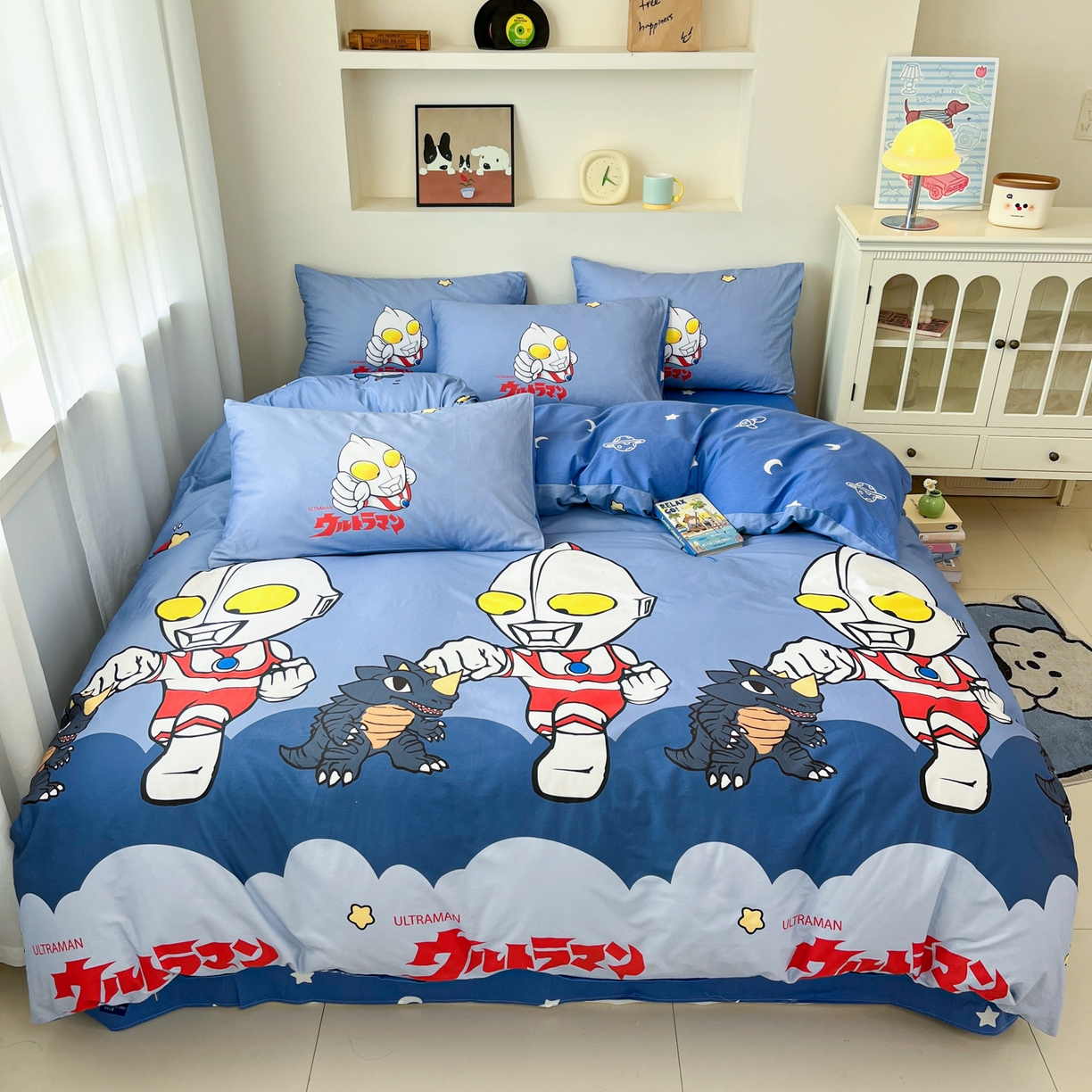 孩子王家纺 2025春夏新款卡通全棉纯棉正版授权小版奥特曼-三丽鸥四件套(含防伪码） 奥特打怪兽