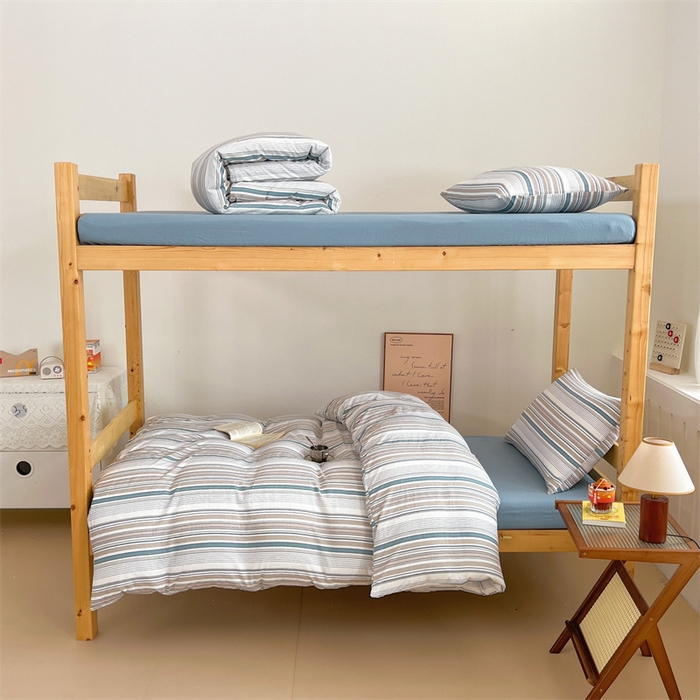 91家纺网 家纺一手货源 找家纺 多品家纺 2025春夏新款超柔水洗棉学生宿舍三件套 布鲁斯